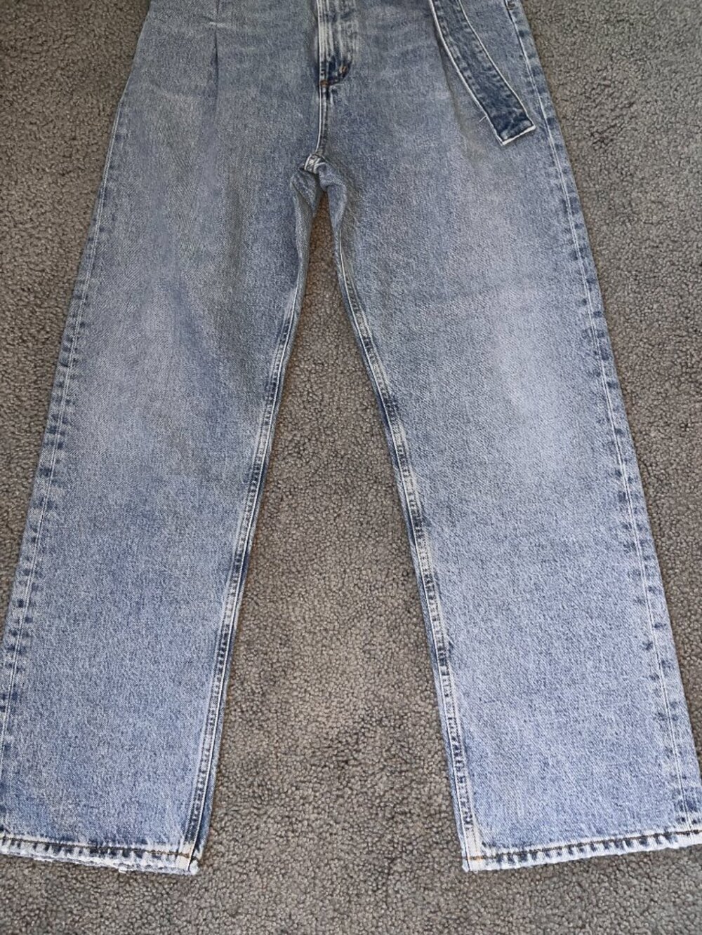 AGOLDE REWORK STRAIGHT LEG ULTRA HIGH RISE CINCH WAIST PLEATED BAGGY JEAN BELTED - Picture 3 of 12